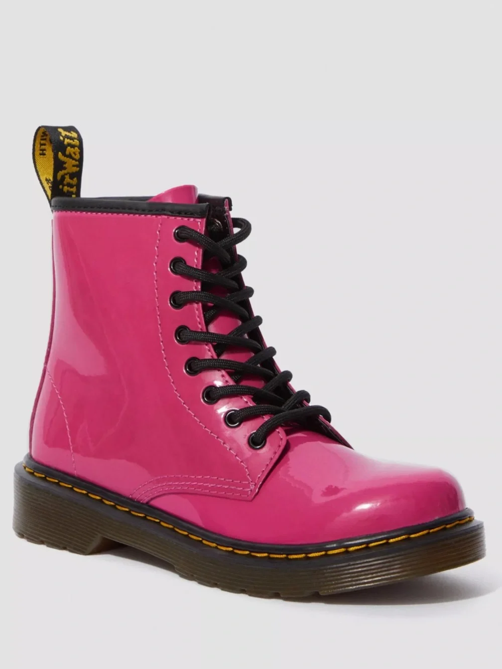 NWOT Dr. Martens 1460 J Girls Hot Pink Patent Lace-Up Boots Shoes Sz 4